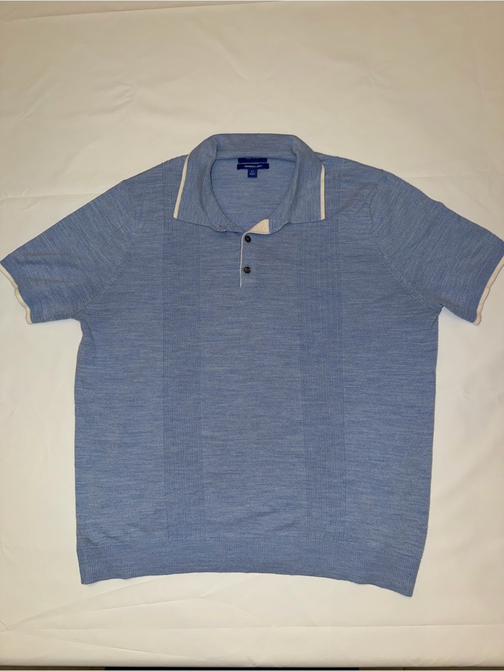 Apt. 9 Light Blue Short Sleeve Polo with Cream Trim